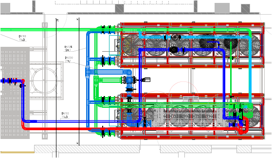 Draufsicht RTO mit Rückkühlern und Absorbtionskältemaschine